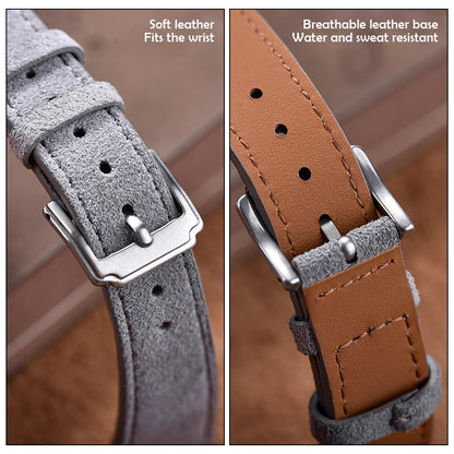 Vintage Suede Leather Watch Band – Quick Release 18/19/20/22mm for Men & Women