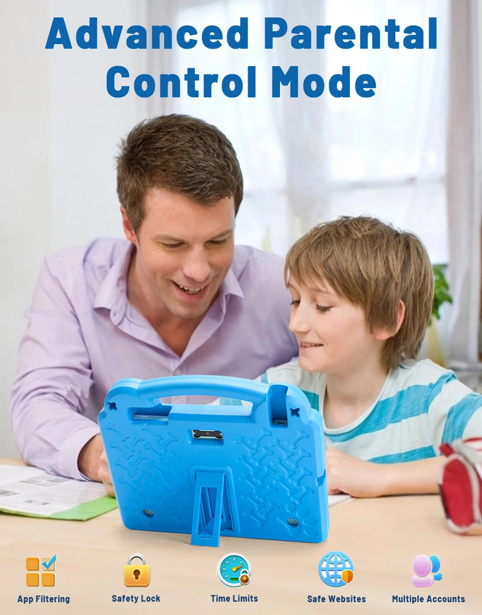 Kids Tablet 10.1" – Android 15, Parental Control, 8GB+64GB, 5000mAh, Octa Core