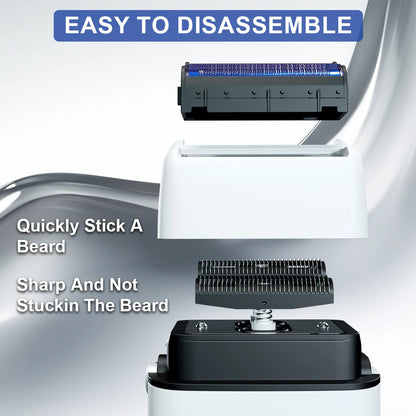 R.E.D. Shopping ROSYOUS RS620 double foil electric shaver with rechargeable beard trimmer for men, shown in close-up.