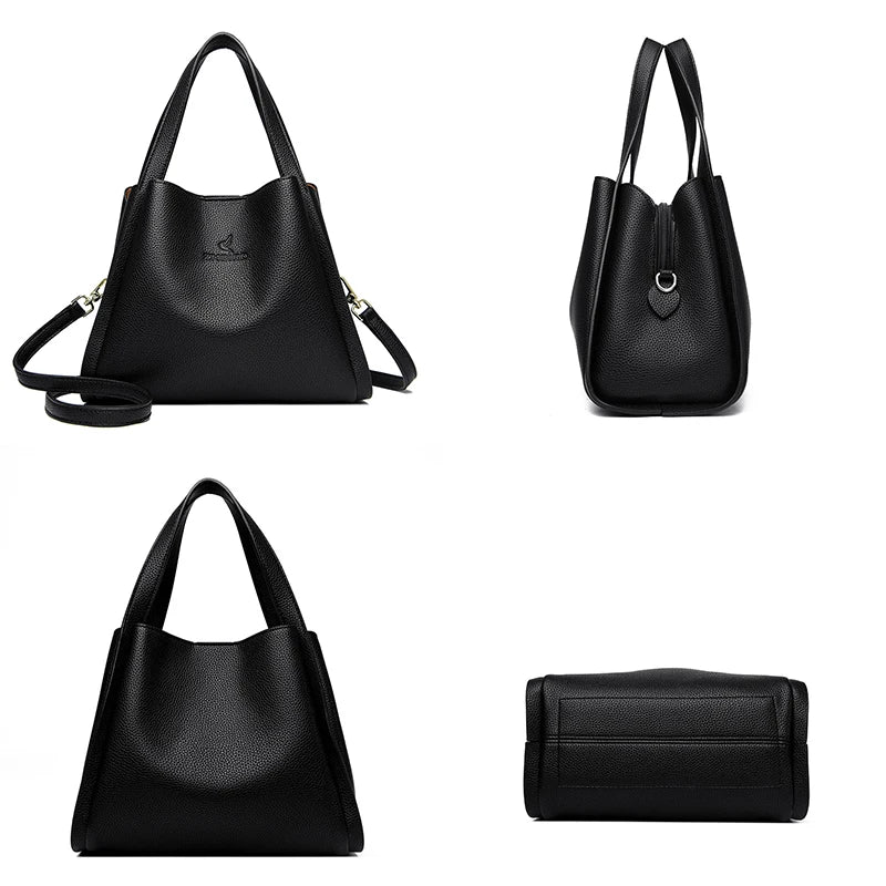 Soft PU Leather Tote Bag - Large Capacity Women's Shoulder Handbag