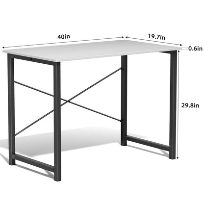 JHK Compact Office & Gaming Desk – Metal Frame Wood Tabletop, Easy Assembly