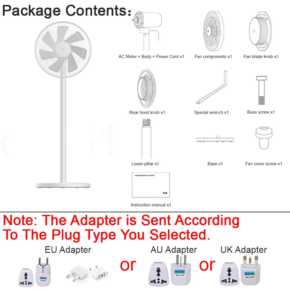 Xiaomi MIJIA Floor Fan — 7 Blade, 90° Wide-Angle Oscillation, Mi Home APP Control, Wired