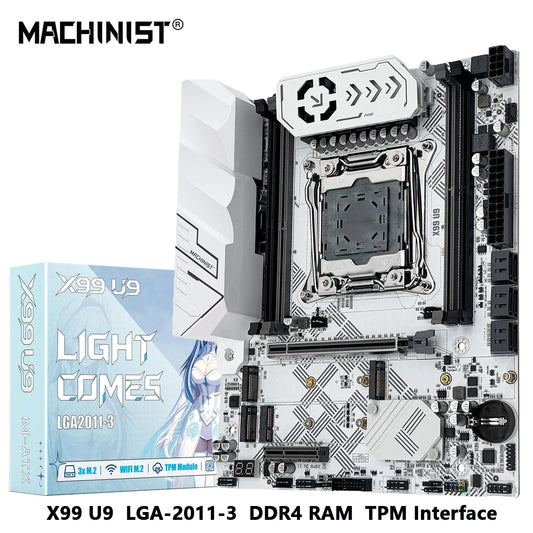 MACHINIST X99 U9 Motherboard – LGA2011-3, DDR4, 3x NVMe M.2, White Armor