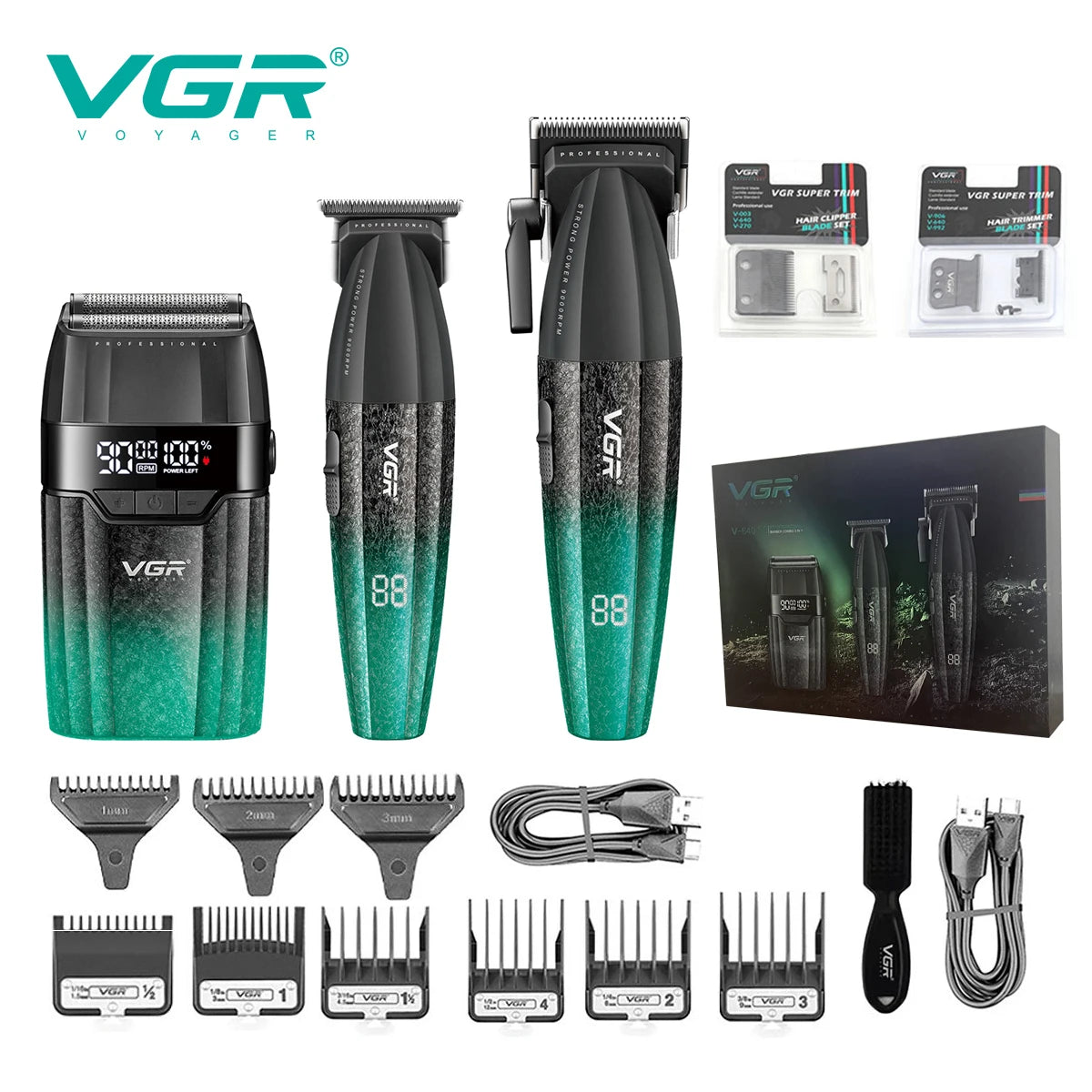 VGR V-640 Professional Hair Clipper | 9000 RPM | Cordless | Metal Body | Men's Trimmer