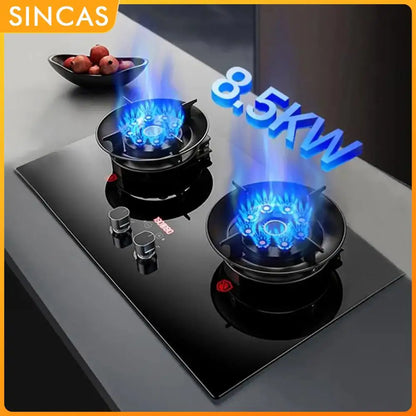 Sincas Dual Burner Gas Stove | Desktop & Built-in | Natural Gas & LPG | Ceramic Glass