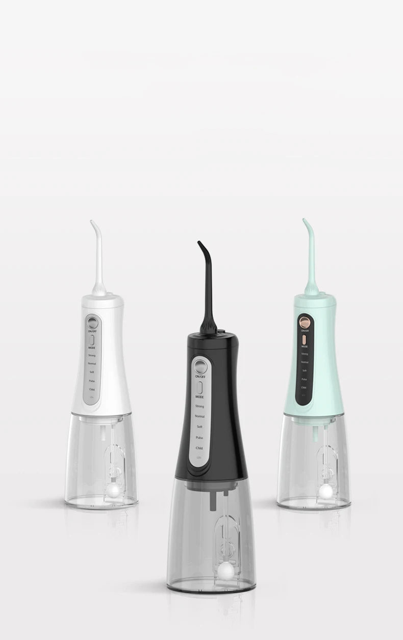 Oral Irrigator Water Dental Flosser – 350ml, 5 Modes, IPX7, 6 Nozzles, Rechargeable