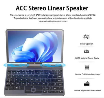 CRELANDER P8 Mini Laptop 8" – 360° Touchscreen, Intel N150, 12GB DDR5, up to 1TB SSD, WiFi 6, Windows 11