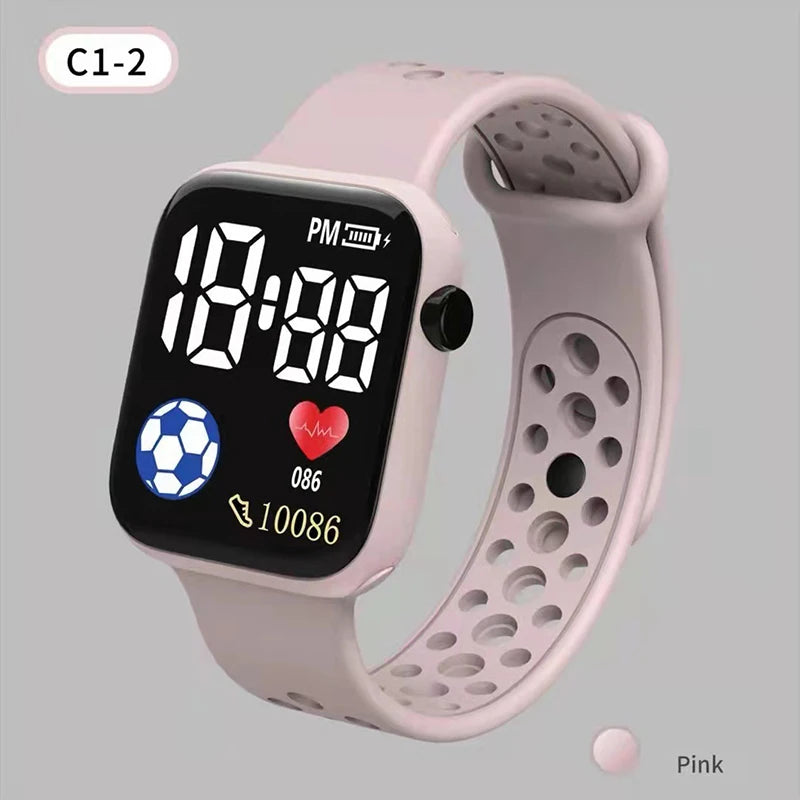Kids LED digital sports watch with football design, silicone strap, suitable for boys and girls by R.E.D. Shopping