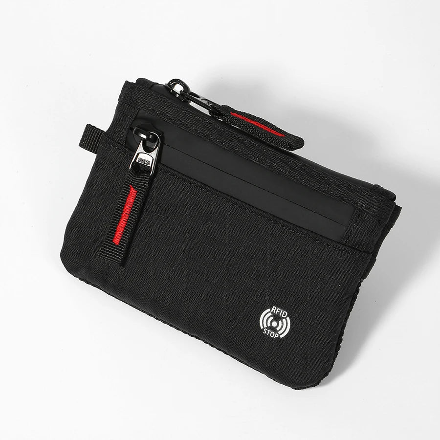 RFID Blocking Nylon Card Holder with Carabiner & Coin Purse