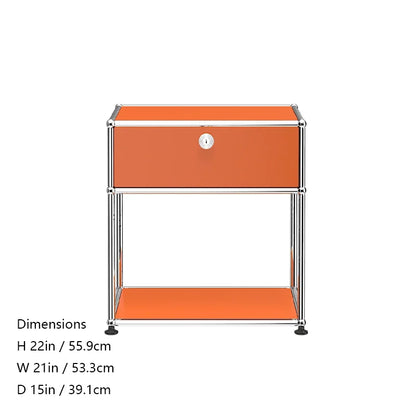 Stainless steel metal nightstands with storage cabinets, modern bedroom furniture from R.E.D. Shopping for living room or bedroom use.