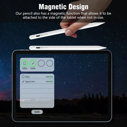 GOOJODOQ Bluetooth Stylus Pen for iPad | Apple Pencil 1 & 2 Compatible | Pro 11/12.9, Air 4/5, 2018–2023 | White / With Cover