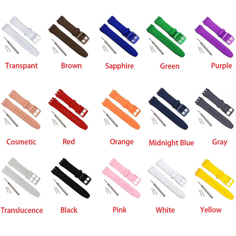 Colorful Silicone Replacement Strap for Swatch – 16/17/19/20mm Sports Watch Band