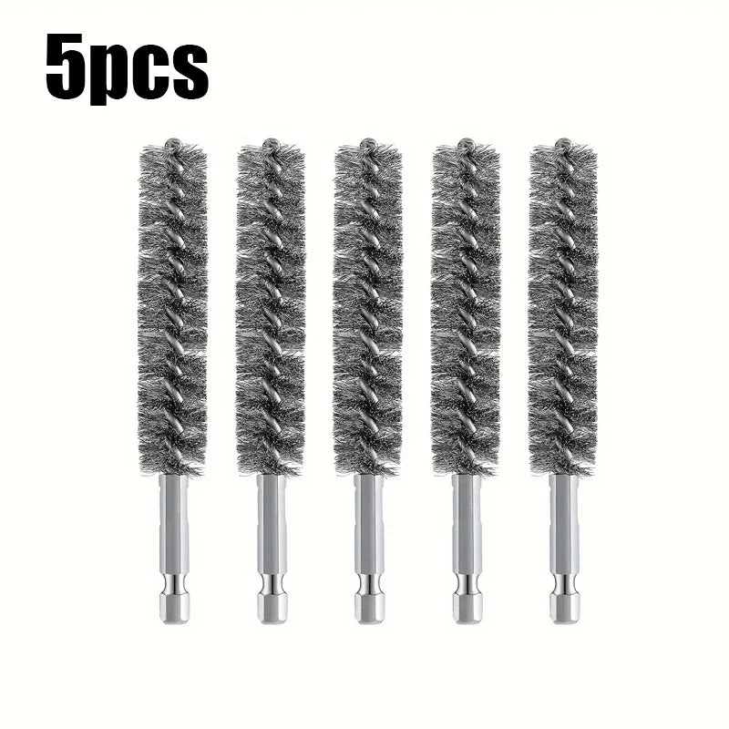 5-Piece Hexagonal Steel Wire Brush Set for Electric Drill – Stainless Steel