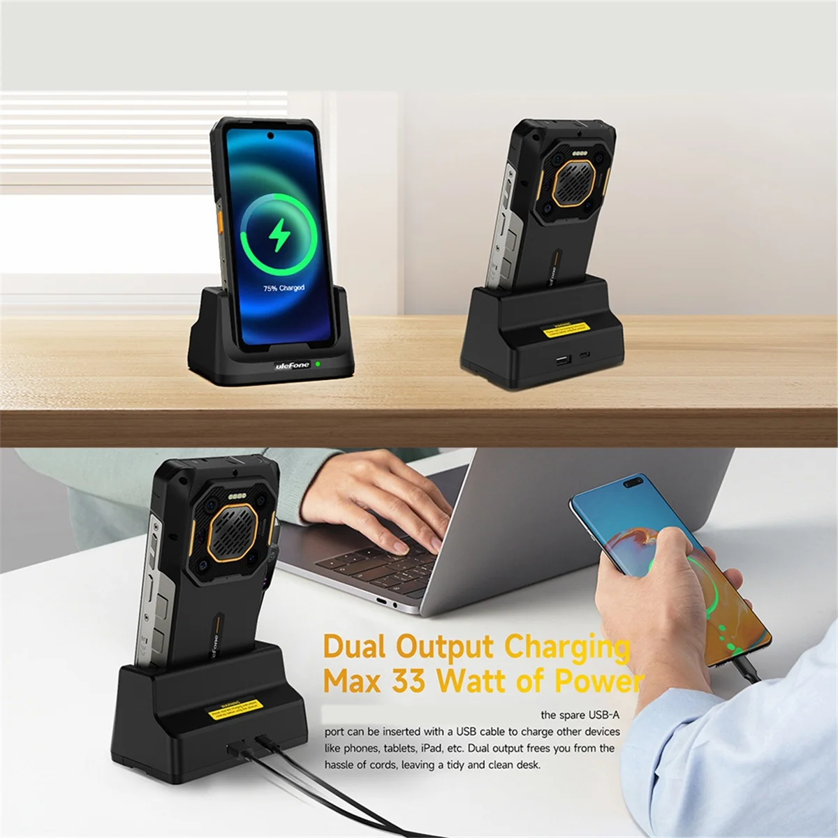 Ulefone UAS22 33W Desk Charging Dock – Fast Charging Station for Ulefone Armor 26 Ultra