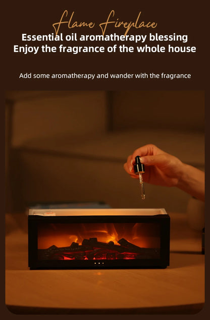 Fireplace Aroma Diffuser & Air Humidifier — Colorful Flame Effect, Timer, Remote Control, Home & Office