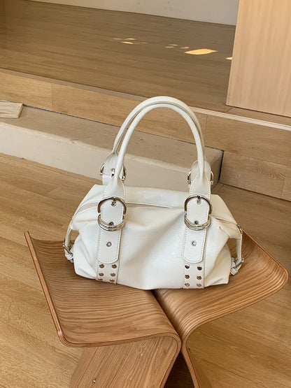 NIGEDU Rivet PU Leather Shoulder Bag