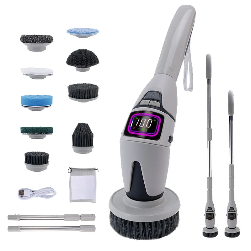 10-in-1 Electric Cleaning Brush | Multifunctional | Bathroom & Toilet | Voice Announcement