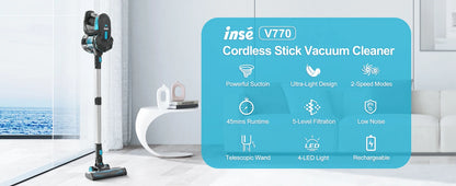 INSE Cordless Vacuum Cleaner 6-in-1 | 20KPa | 40 Min Runtime | Stick & Handheld