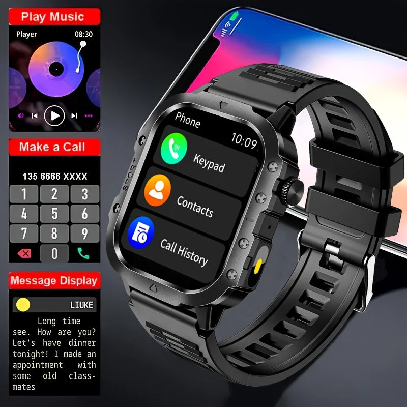 LAXASFIT Outdoor Smart Watch 2025 – 2.01" HD Screen, LED Flashlight, Bluetooth Voice Call