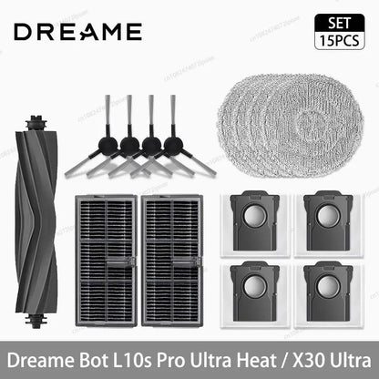 Dreame L10s Pro Ultra Heat / X30 Ultra Robot Vacuum Spare Parts – Brush, Filter, Mop & Dust Bag