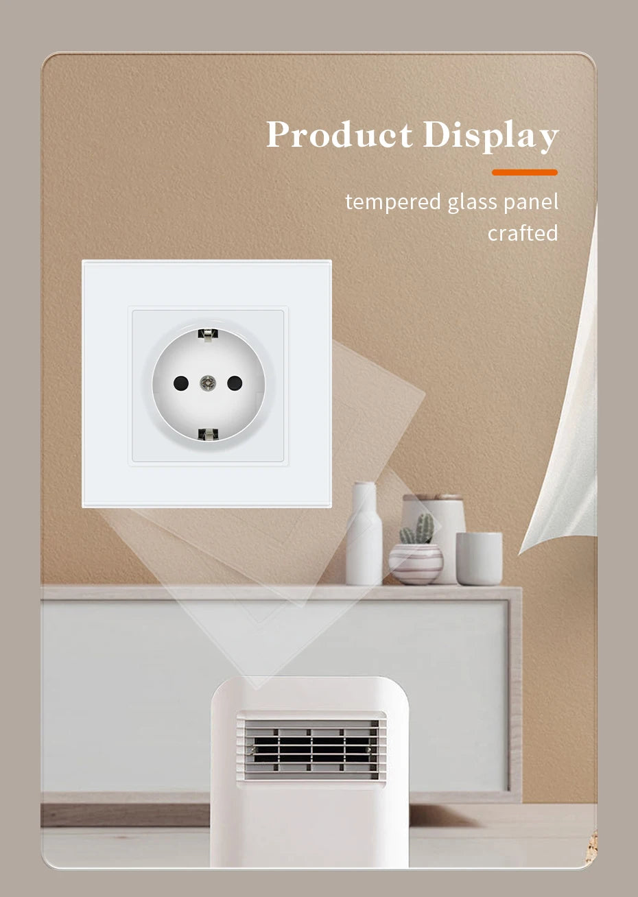 BSEED EU Wall Socket with USB-C Charging Port – Glass Panel 16A