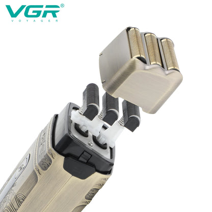 VGR V-335 Professional Foil Shaver – Triple Titanium Blade, LED, IPX6, 80min, USB