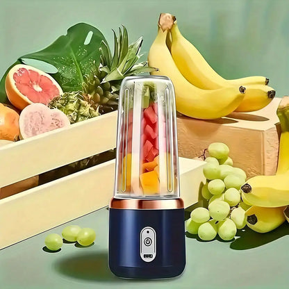 Portable Dual Cup Juicer Blender – USB Rechargeable Mini Smoothie Maker with Travel Lid