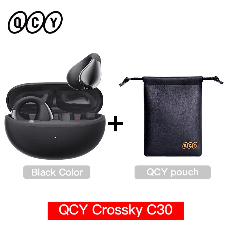 QCY Crossky C30 Ear Clip Bluetooth 5.4 Earphones – Open Ear Sports TWS, Dual-Connection