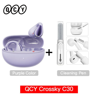 QCY Crossky C30 Ear Clip Bluetooth 5.4 Earphones – Open Ear Sports TWS, Dual-Connection
