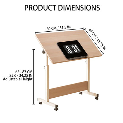 Mobile Standing Desk with Wheels – Adjustable Height 80x40cm Home Office Workstation