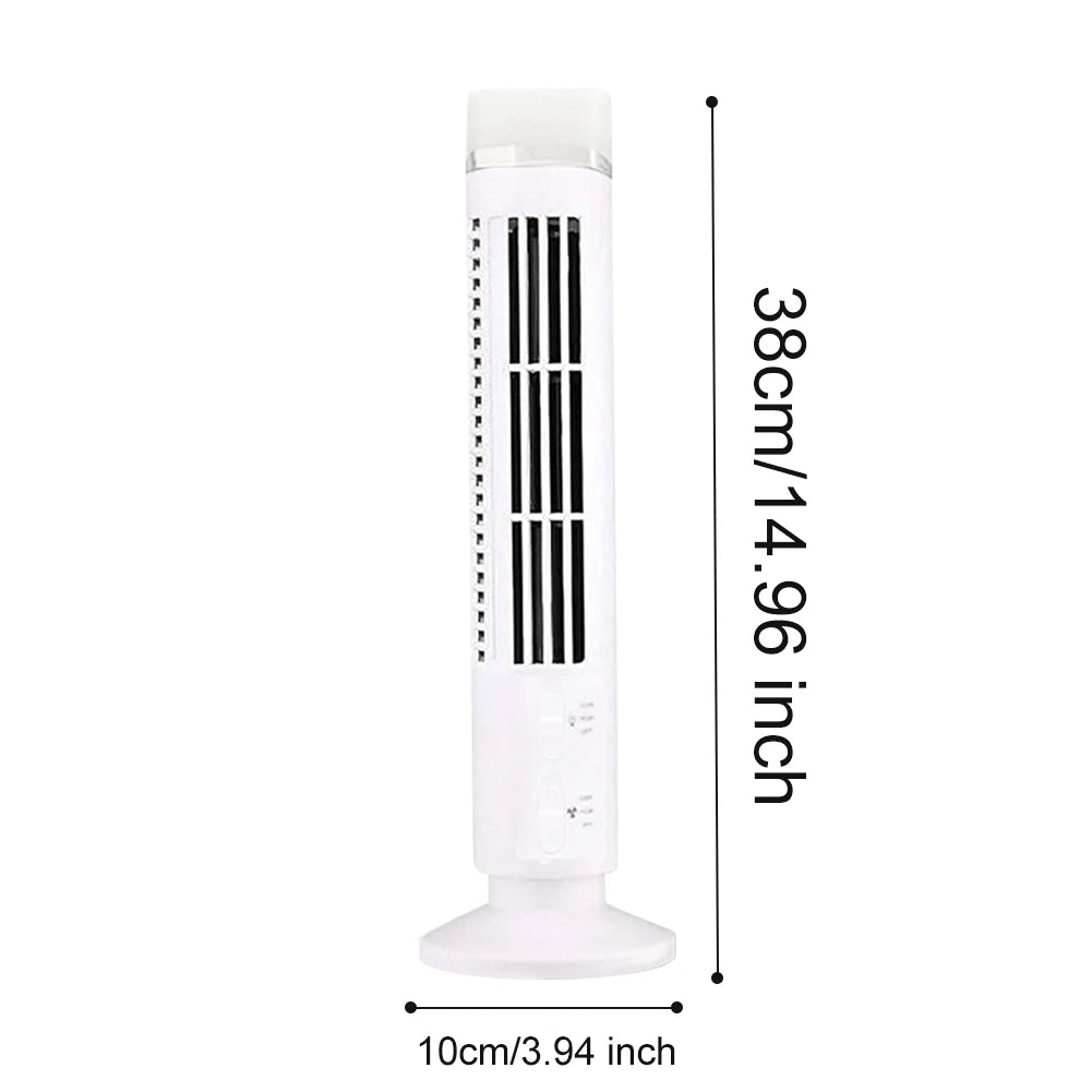 LED Bladeless Tower Fan — 90° Oscillating, USB Powered, Quiet, Desk Fan with Light, Home & Office