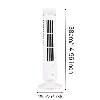 LED Bladeless Tower Fan — 90° Oscillating, USB Powered, Quiet, Desk Fan with Light, Home & Office