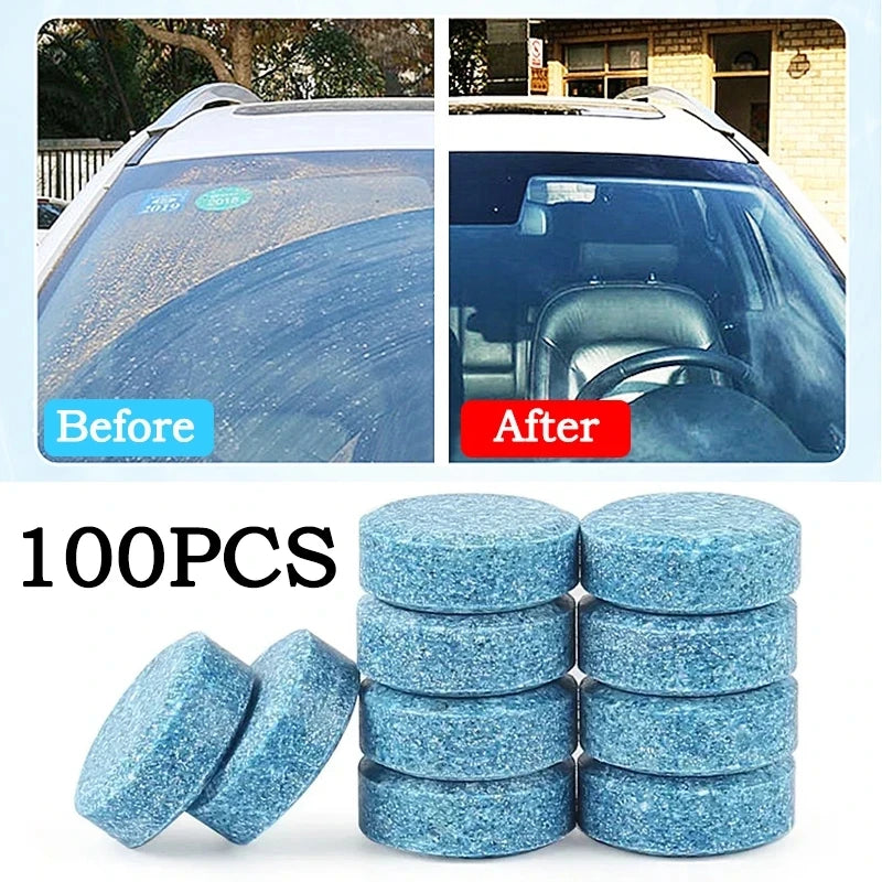 Car Windscreen Cleaner Effervescent Tablets | Concentrated Solid Wiper Fluid Detergent, Auto Glass Cleaning