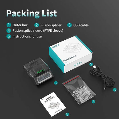 SUNLU Filament Splicer & Connector 1.75mm – 200pcs, PLA/PETG/TPU/ABS/Nylon