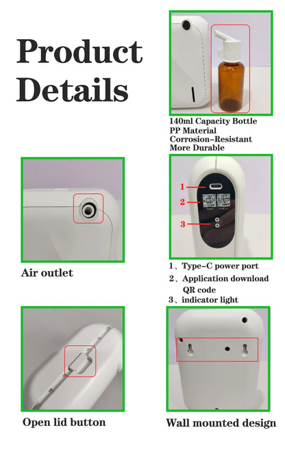 Hotel Scent Machine Aroma Diffuser – 200m³ Coverage, Bluetooth App Control
