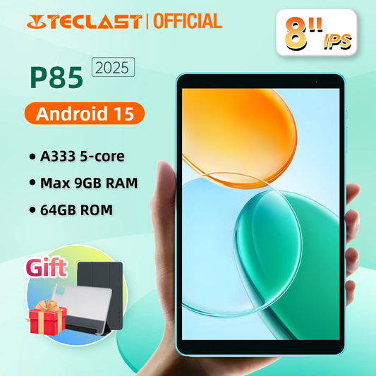 Teclast P85 2025 – 8" Android 15 Tablet, 9GB RAM, 64GB, Wi-Fi 6, 5000mAh, Metal Body, Kids-Friendly