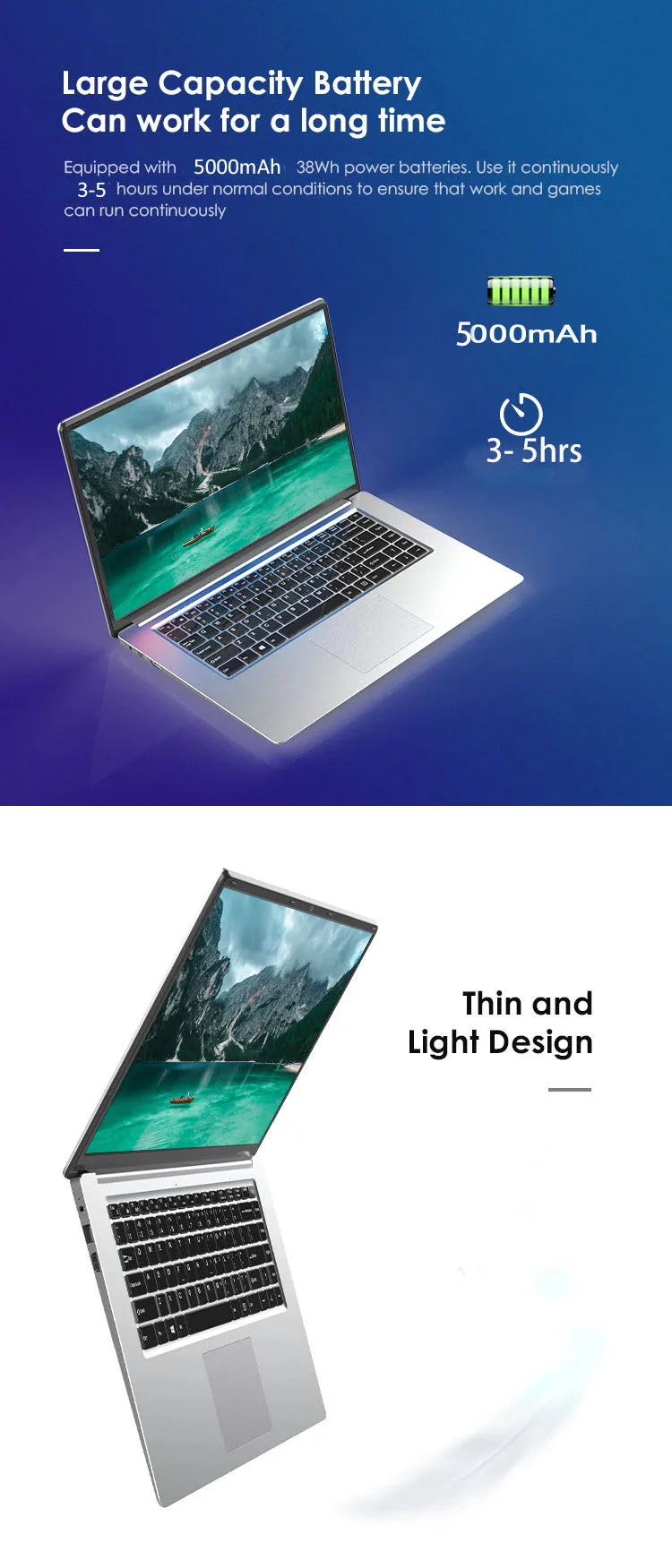 GMOLO 14" Netbook – Intel Celeron N3350, 4/6GB RAM, up to 256GB SSD, Wi-Fi, Windows 10