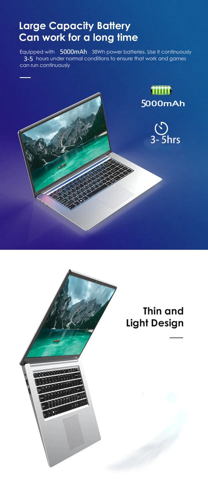 GMOLO 14" Netbook – Intel Celeron N3350, 4/6GB RAM, up to 256GB SSD, Wi-Fi, Windows 10