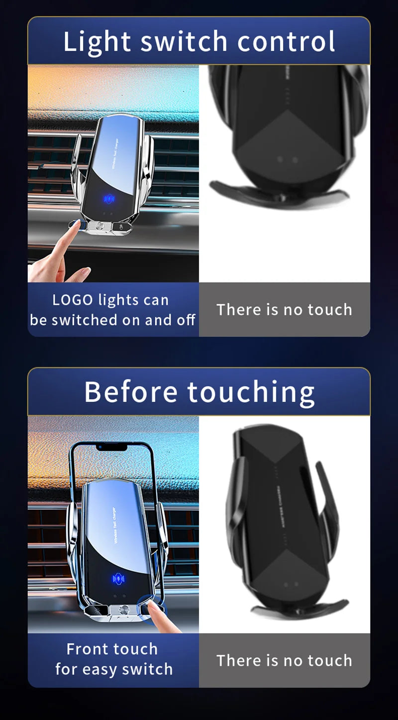 Car Magnetic Phone Holder with Wireless Charger – 360° Rotatable GPS Mount for iPhone & Xiaomi