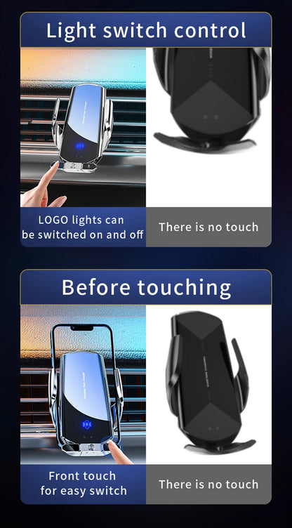 Car Magnetic Phone Holder with Wireless Charger – 360° Rotatable GPS Mount for iPhone & Xiaomi