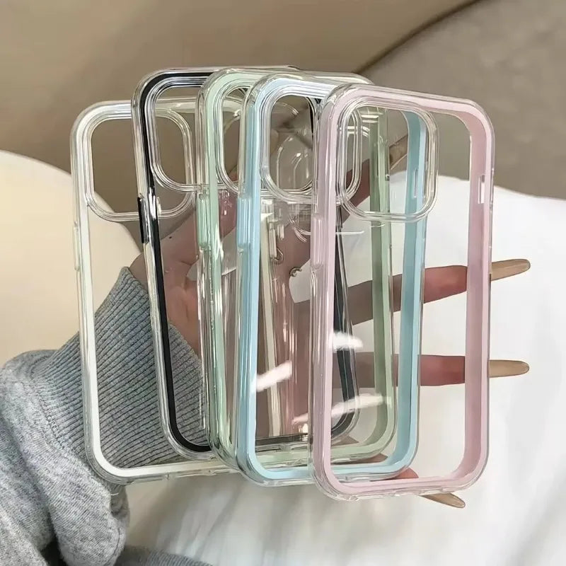 Luxury Candy Color Clear Phone Case | Shockproof Acrylic Bumper for iPhone 17/16/15/14/13/12/11 Pro Max