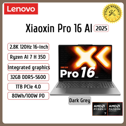 Lenovo Xiaoxin Pro 16 2025 – AMD AI 7H 350, 32GB DDR5, 1/2TB SSD, 16" 2.8K OLED 120Hz, Windows 11