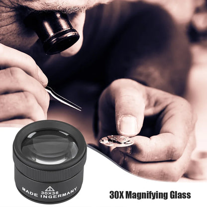 30X 36mm Magnifying Glass Loupe – K9 Optical Lens for Jewelry, Coins & Stamps