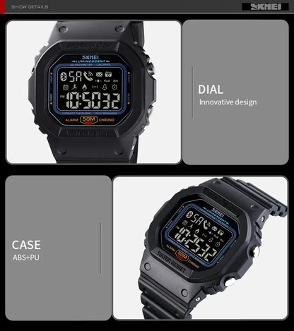 SKMEI 1629 Bluetooth Sport Digital Watch – Pedometer, Calorie Tracker for iPhone, Huawei, Xiaomi