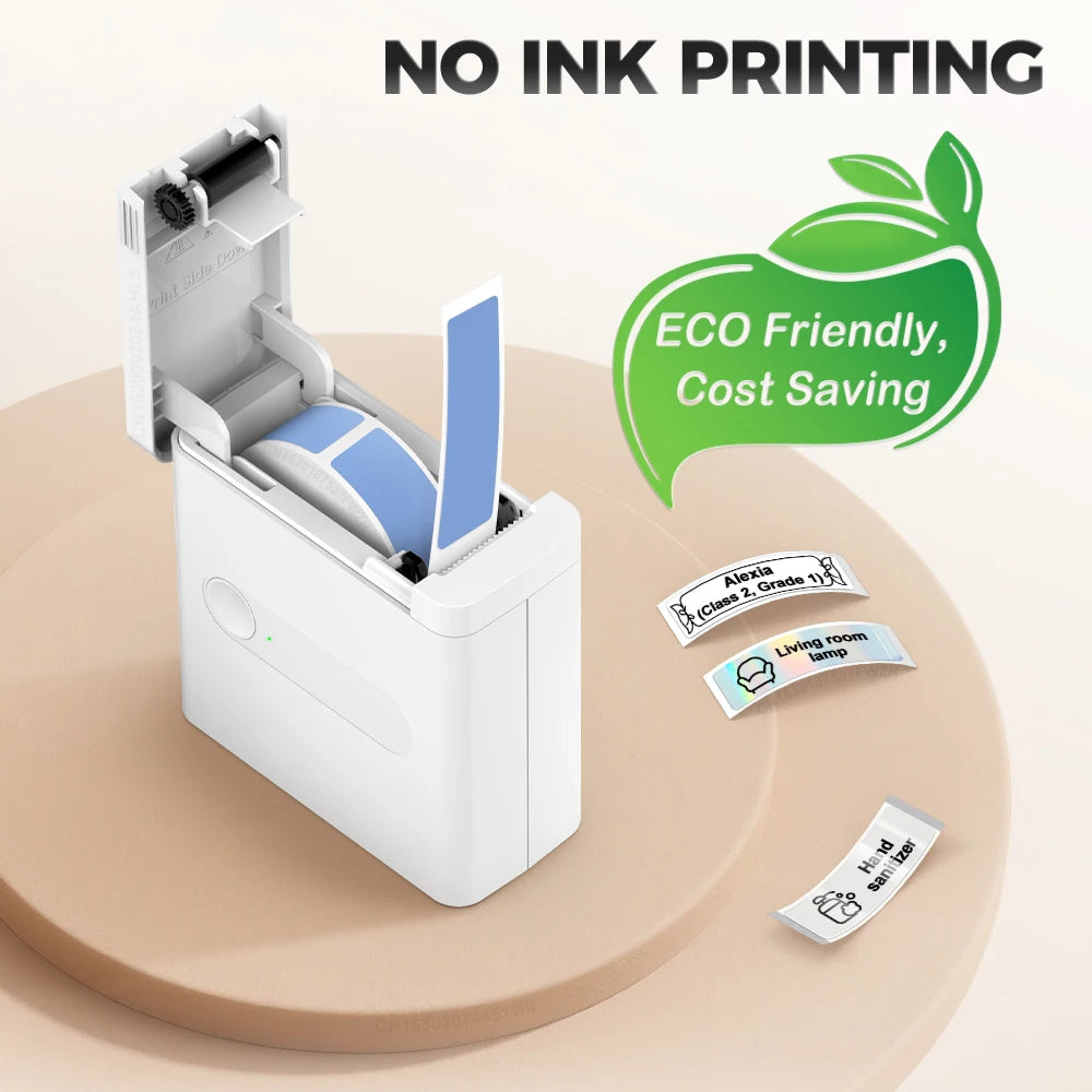 UniPlus D12 Mini Bluetooth Thermal Label Printer – Inkless, Self-Adhesive, iOS/Android