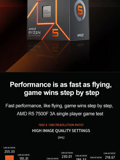 AMD Ryzen 5 7500F Gaming Processor – 6-Core, 5GHz, AM5, PCIe 5.0, DDR5