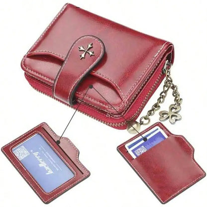 AEDG Retro Mini Leather Wallet with Zipper