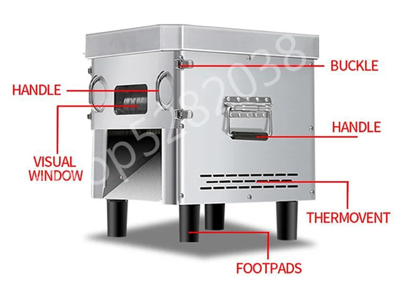 850W Commercial Meat Cube Cutter & Slicer Machine – Adjustable Cut Size, Fresh Meat Dicer