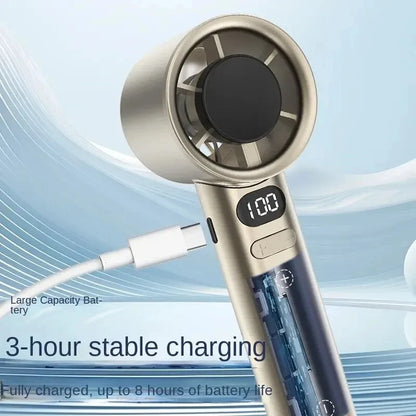 5000mAh Handheld Mini Fan – USB Rechargeable, Ice Compress Cooling, LED Display, 3 Speeds