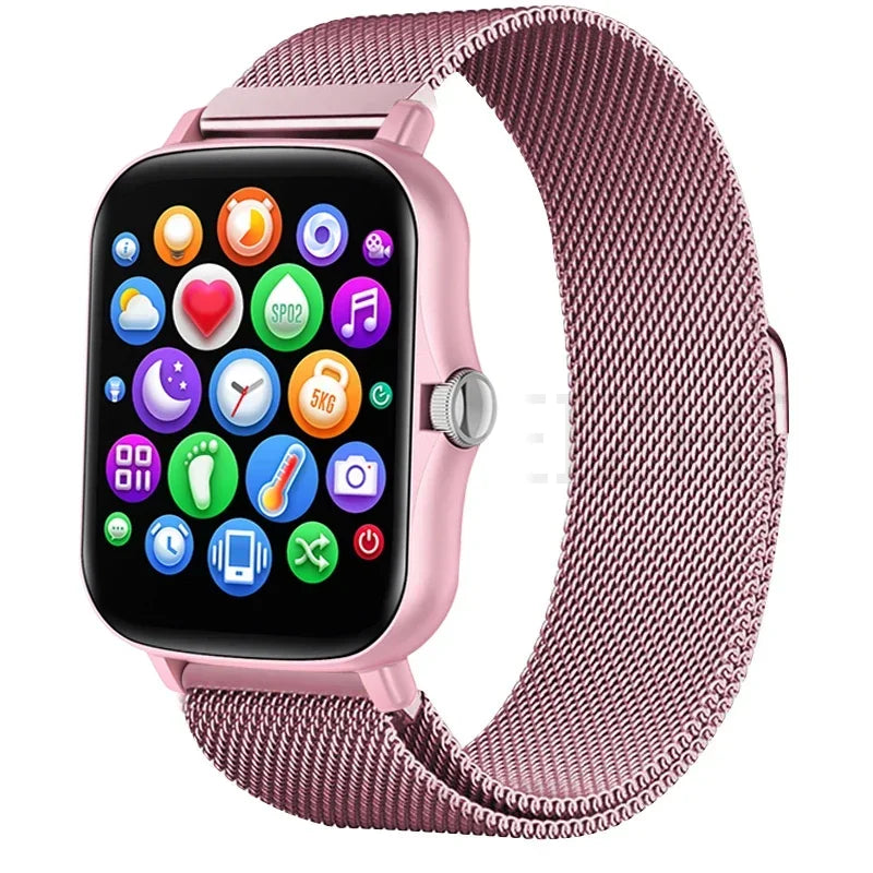 Metal magnetic watch strap for Amazfit GTS and GTR, 20mm and 22mm bracelet, stainless steel band with adjustable magnetic clasp.